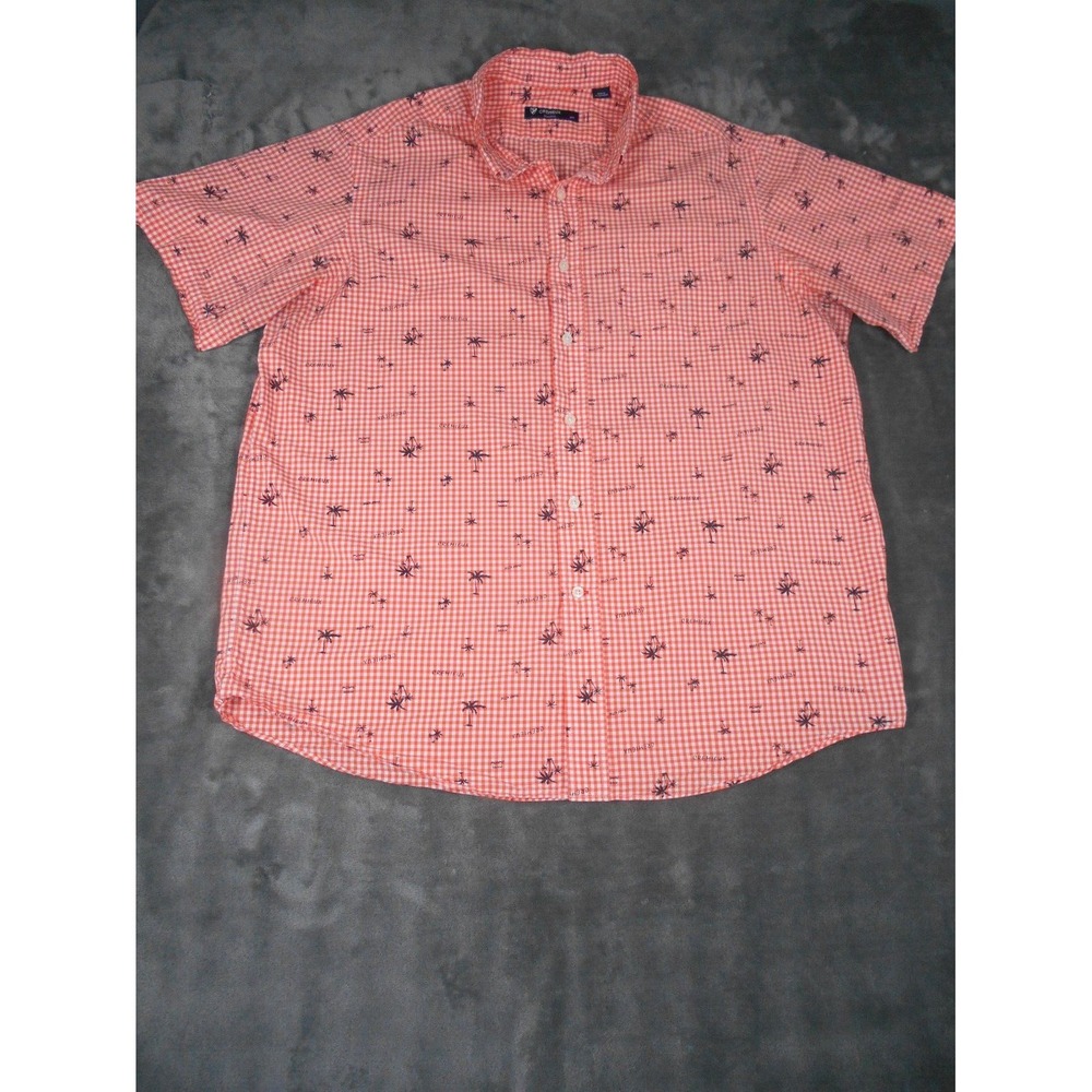 Mens Cremieux Classic Size‎ L Short Sleeve Orange Miami Beach